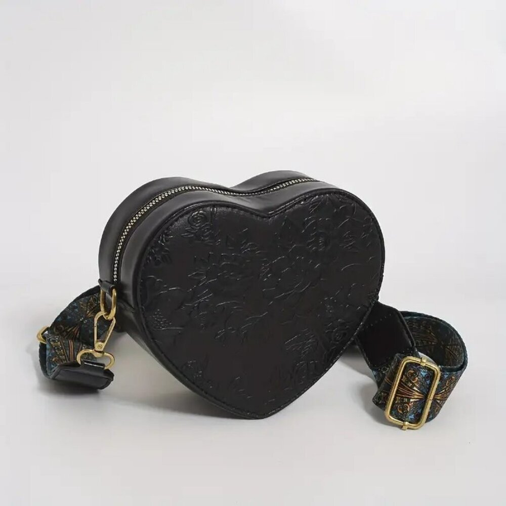 Heart-Shaped Black Crossbody Bag Nwt​